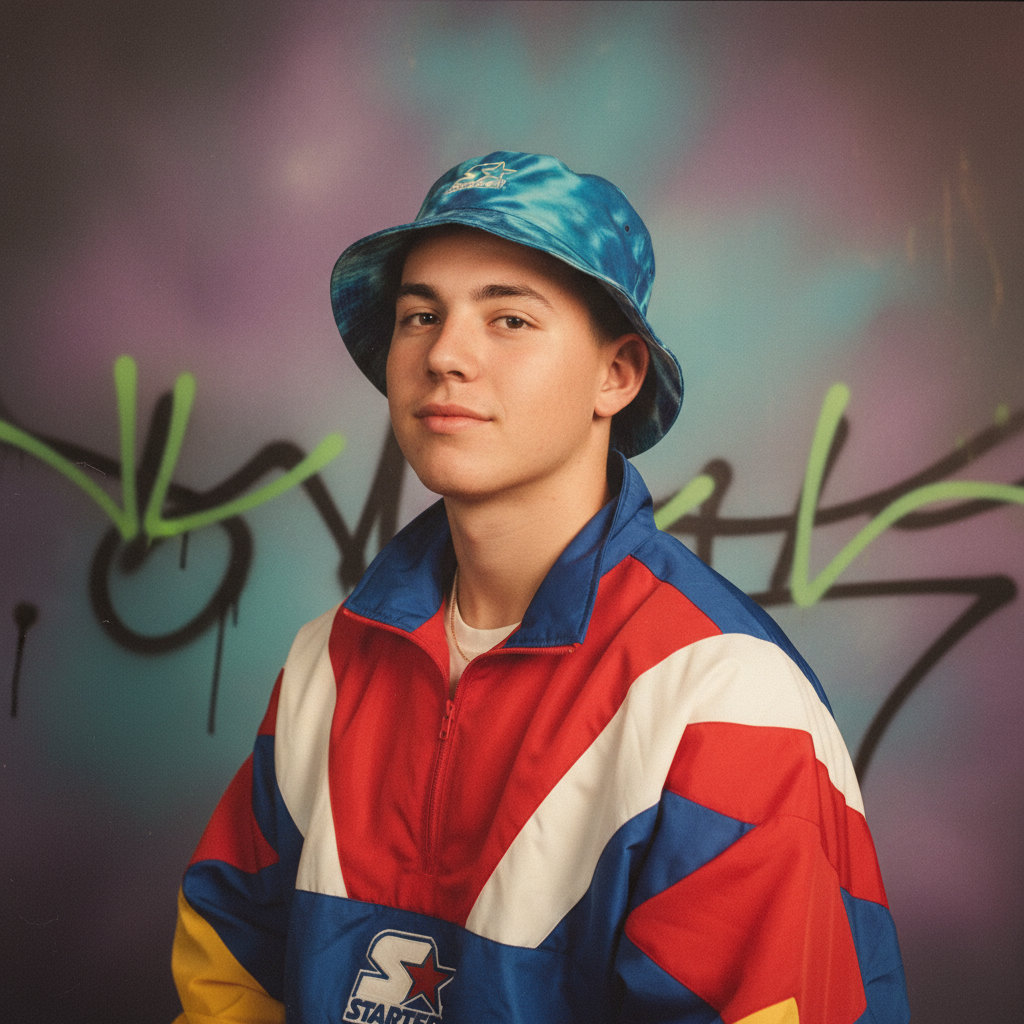 90s Hip-Hop AI yearbook photo example